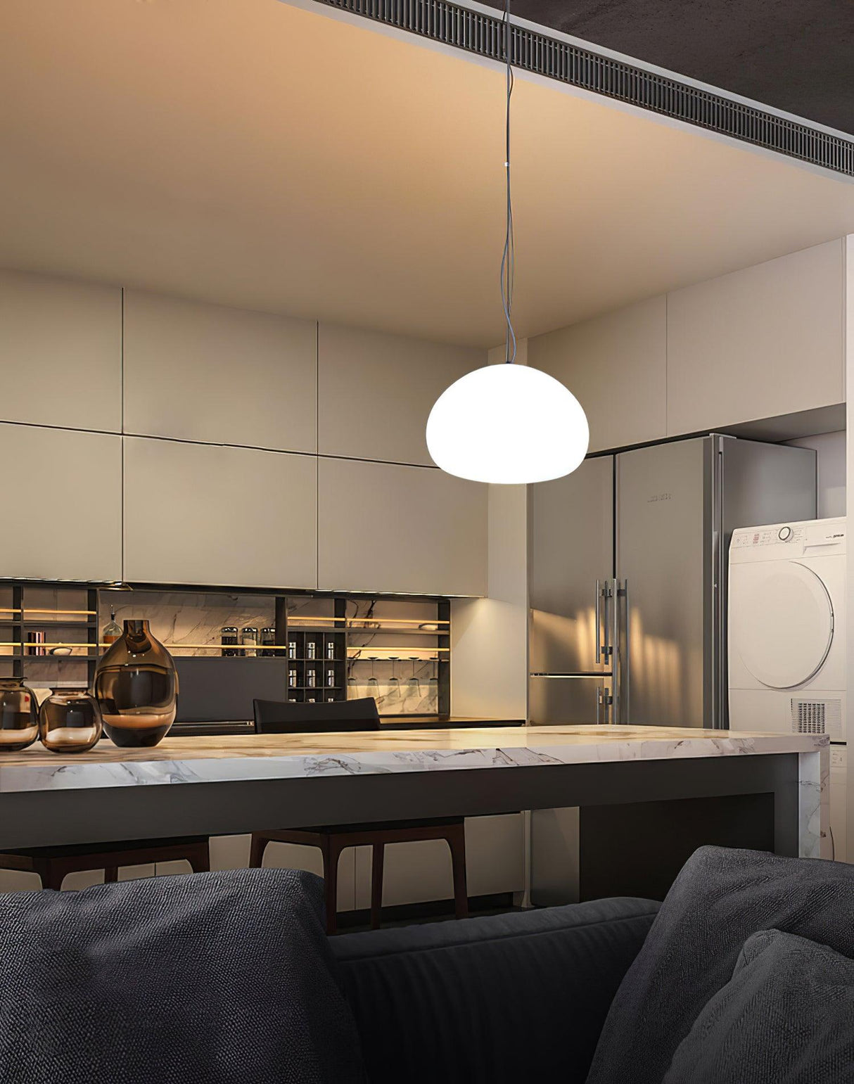 Minimalist Glass Pendant Light Dome Shaped White Shade - Product detail 22