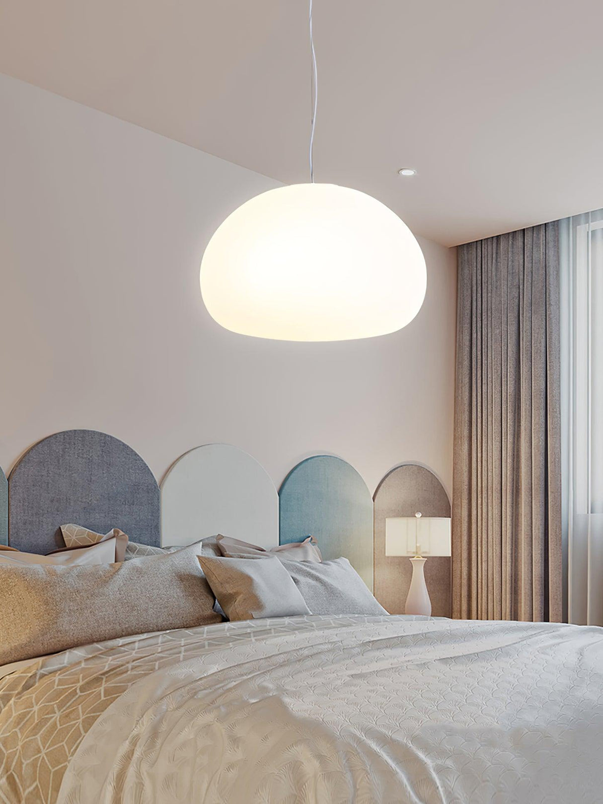 Minimalist Glass Pendant Light Dome Shaped White Shade - Product detail 24