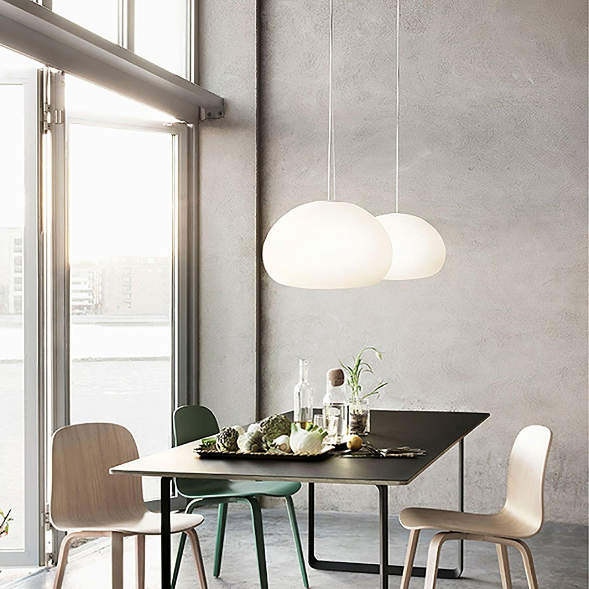 Minimalist Glass Pendant Light Dome Shaped White Shade - Product detail 7
