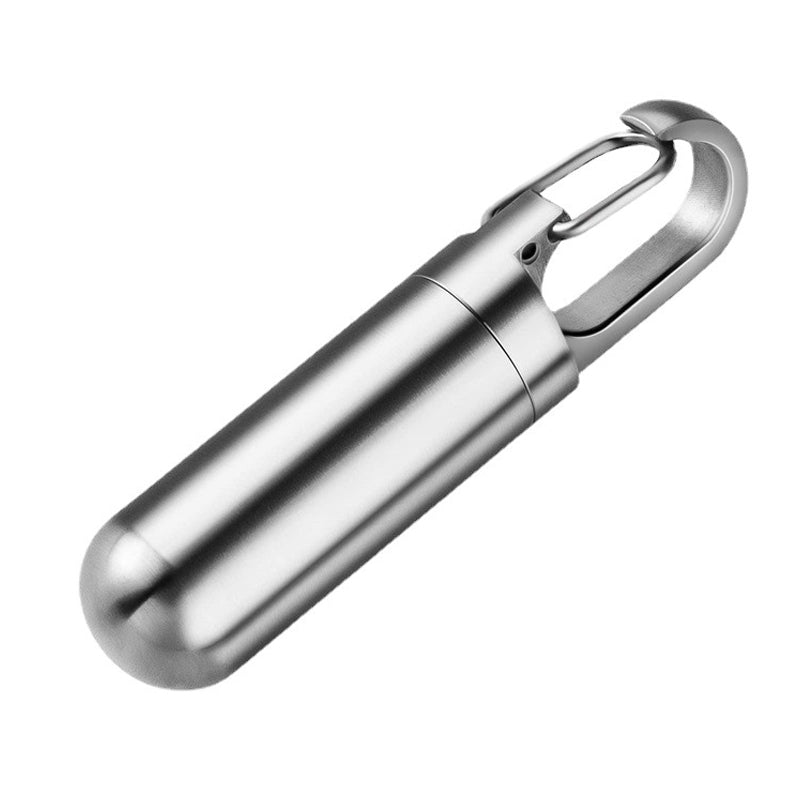 Stainless Steel Pill Box Waterproof Keychain Medication Container - Product detail 4