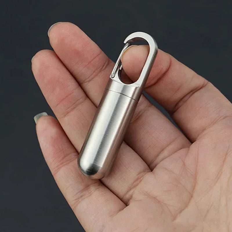 Stainless Steel Pill Box Waterproof Keychain Medication Container - Product detail 7