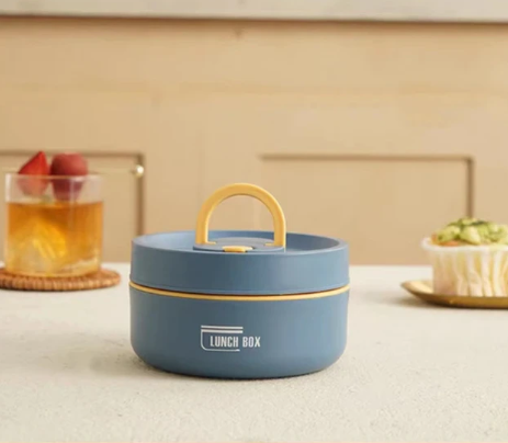 Insulated Stainless Steel Lunch Box Dual Container Set with Thermal Bag - Product showcase