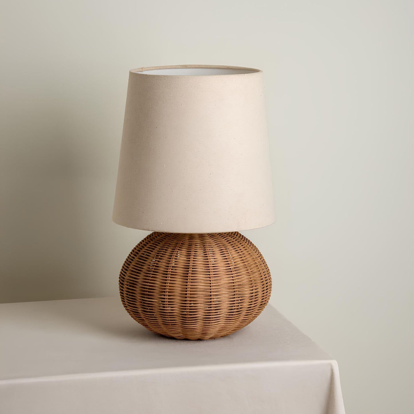 Rattan Table Lamp  Natural Woven Base With Linen Shade - Product detail 9