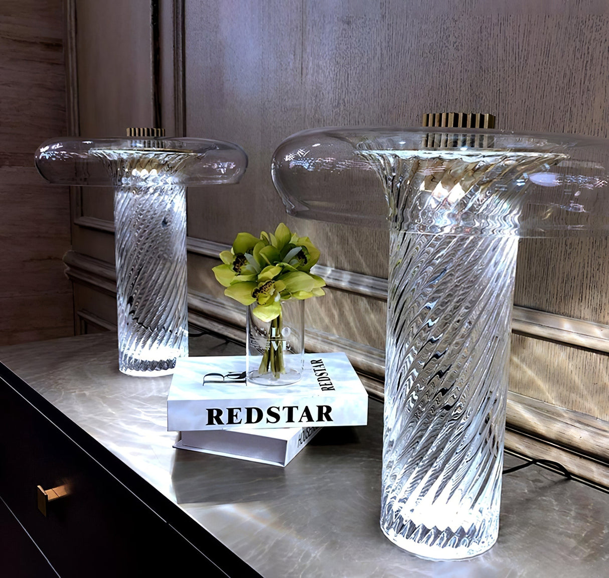 Modern Glass Table Lamp Spiral Crystal Design - Product example
