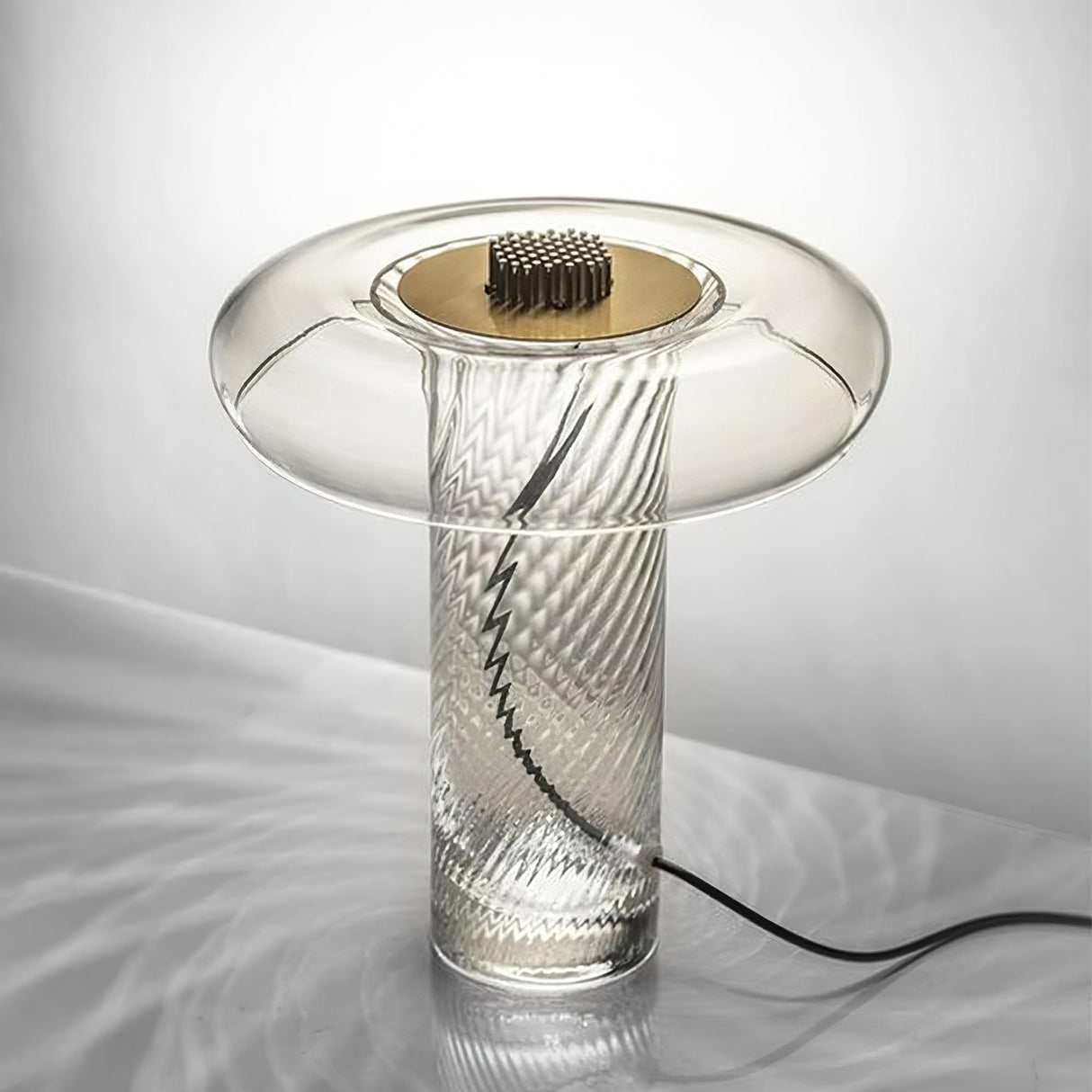 Modern Glass Table Lamp Spiral Crystal Design - Detailed view