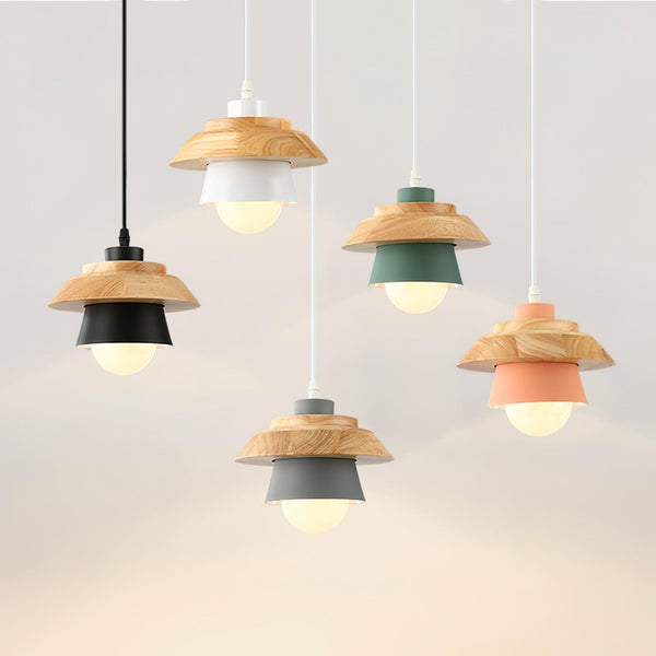 Modern Pendant Light Wood Glass Shade Design - Product detail 7