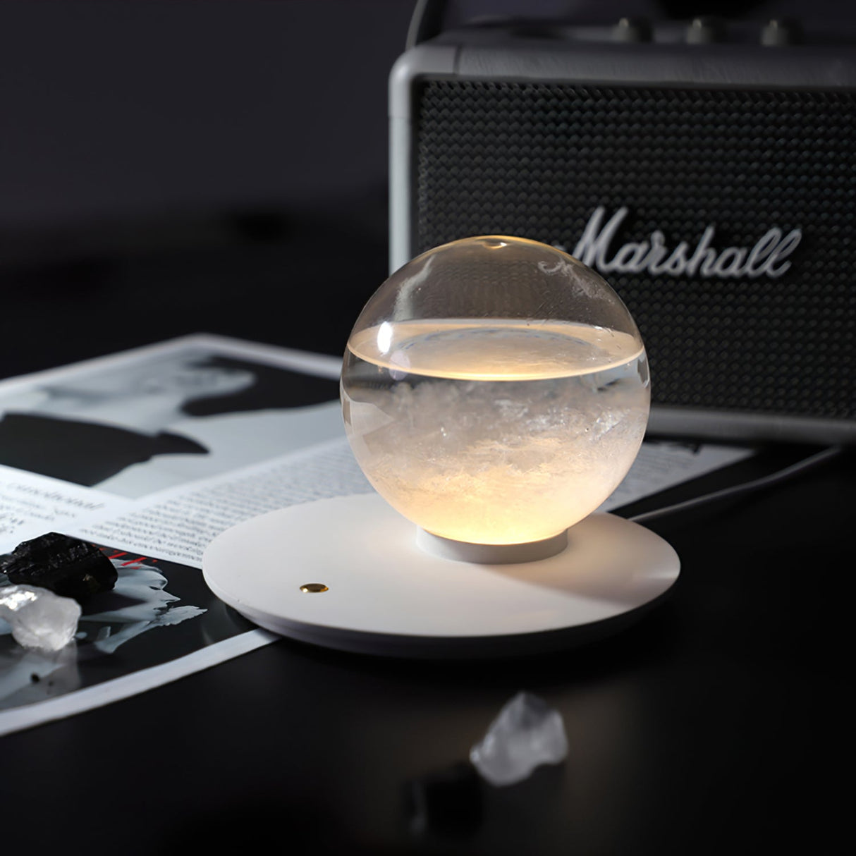 Modern LED Table Lamp  Rechargeable Glass Sphere Design - Detailed view
