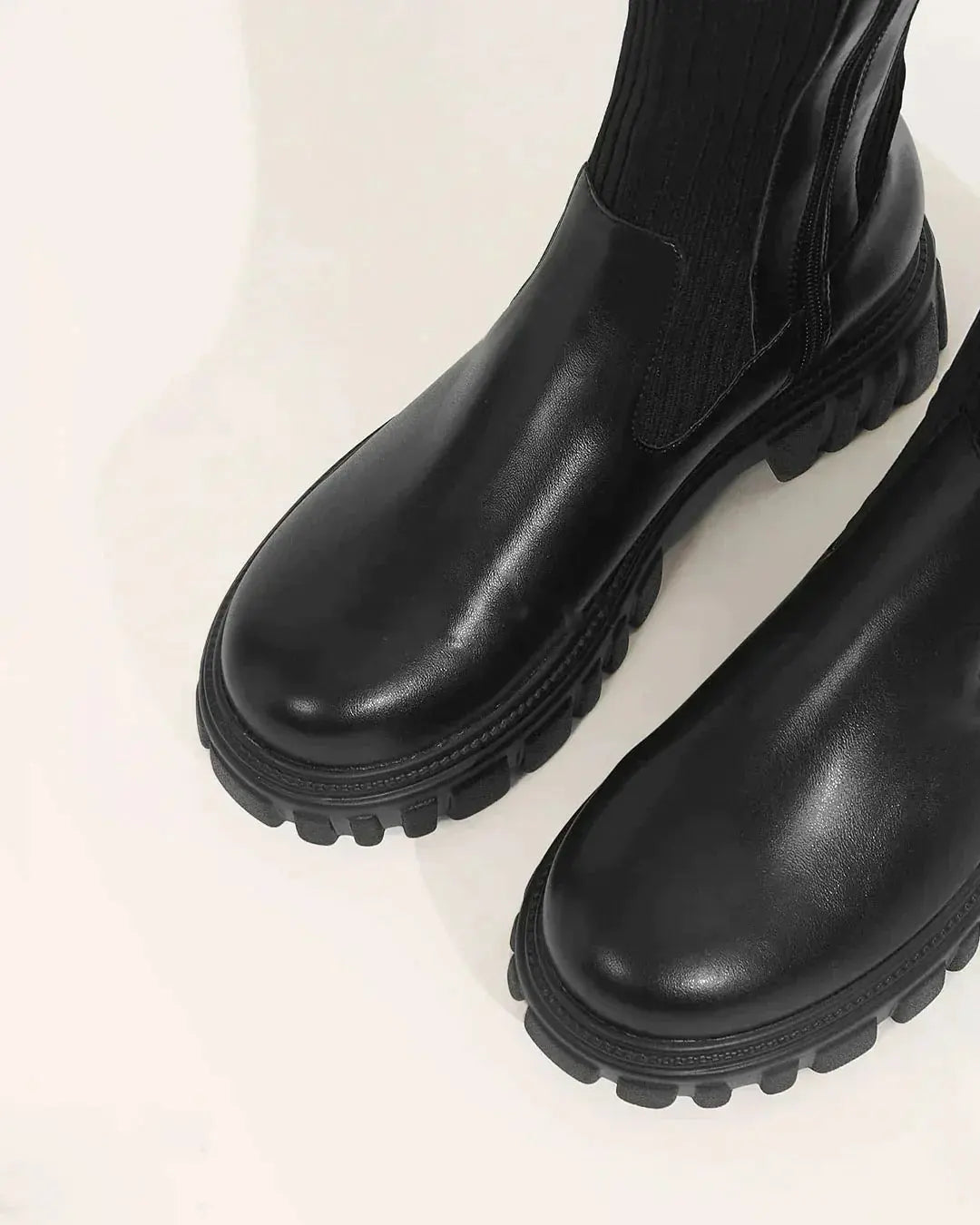 Ribbed Knit Boots Stretchy Knee High Design - Product detail 5