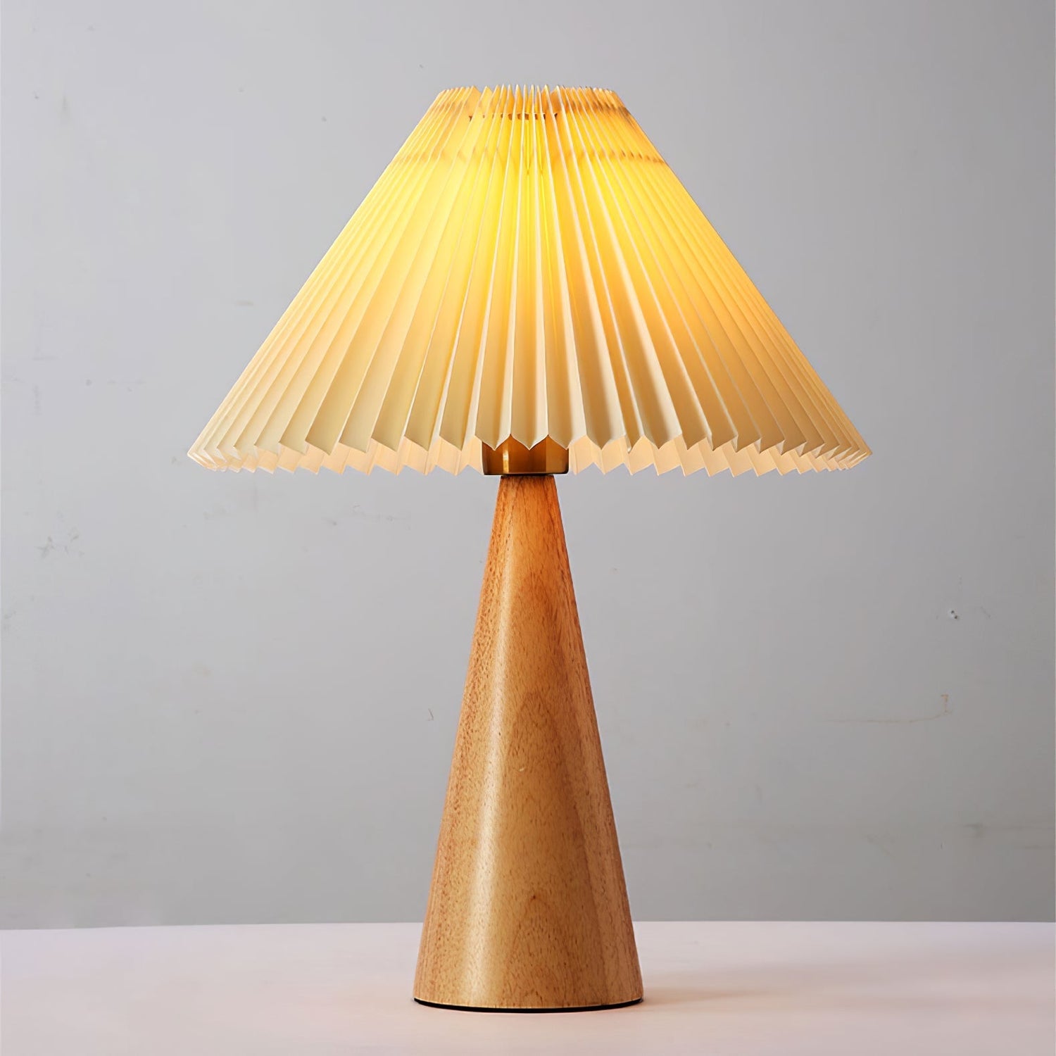 Wooden Table Lamp  Pleated Linen Shade Mid-Century Design - Product detail 12