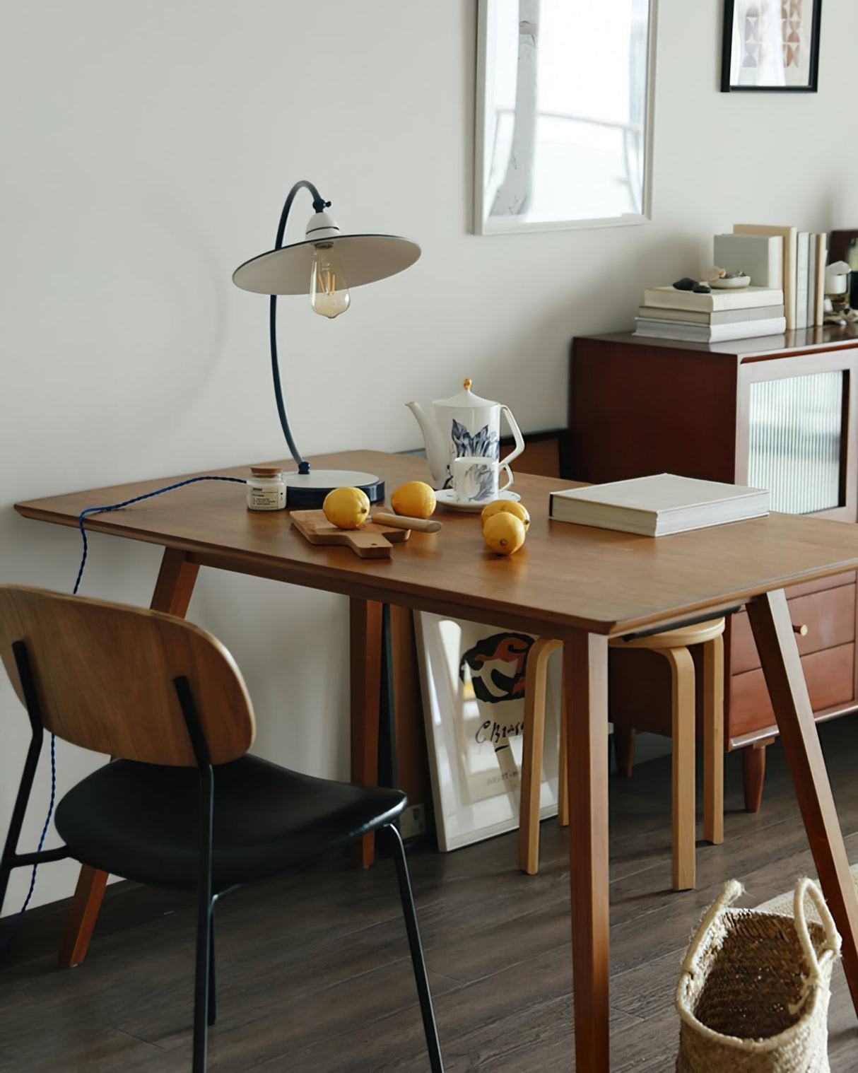 Modern Desk Lamp White Shade Blue Curved Design - Product detail 5