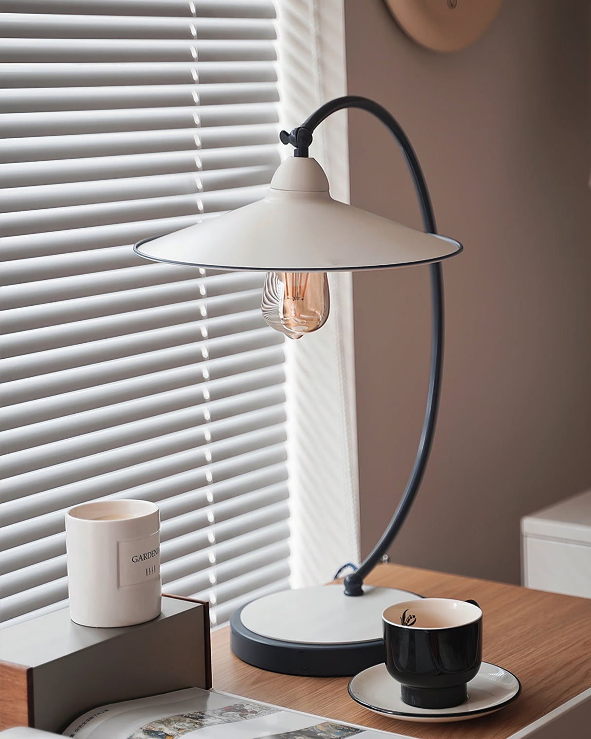 Modern Desk Lamp White Shade Blue Curved Design - Product detail 19