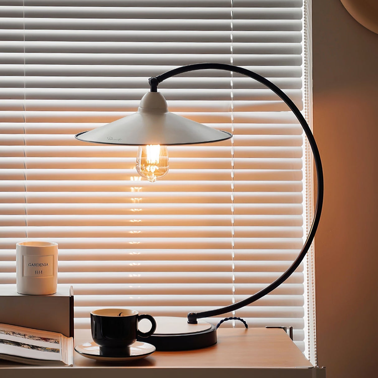 Modern Desk Lamp White Shade Blue Curved Design - Product detail 17