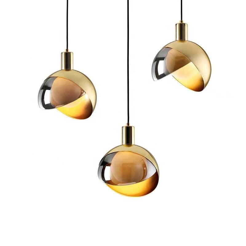 Modern Gold Pendant Light Smoke Glass Sphere Design - Product detail 9