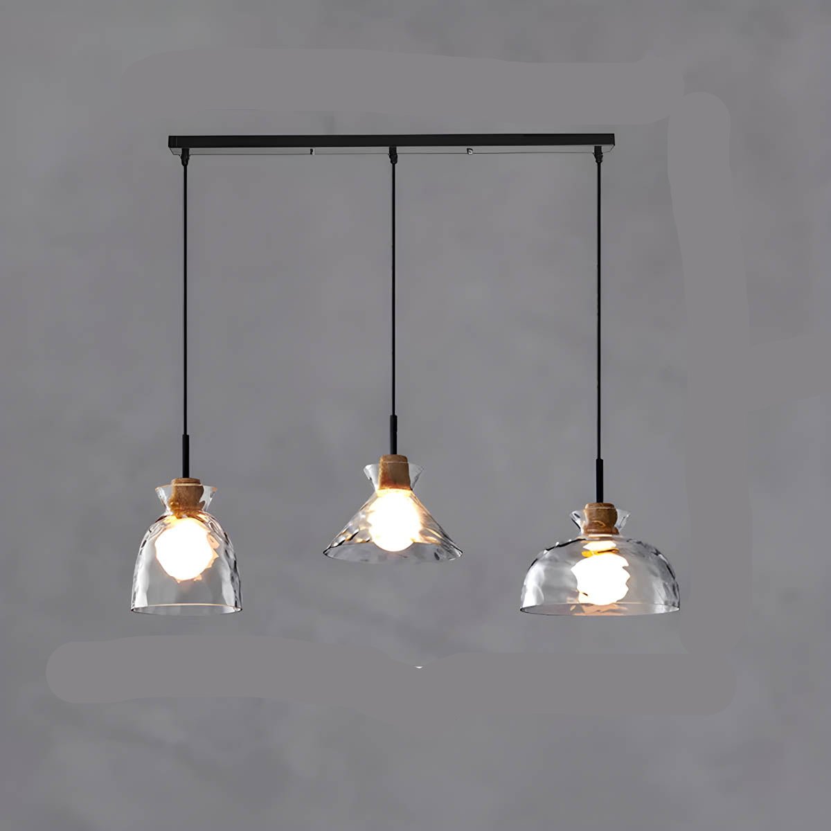 Modern Glass Pendant Light  Clear Dome Shades with Wood Accent - Product detail 16