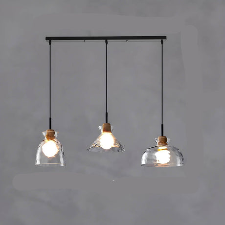 Modern Glass Pendant Light  Clear Dome Shades with Wood Accent - Product detail 16