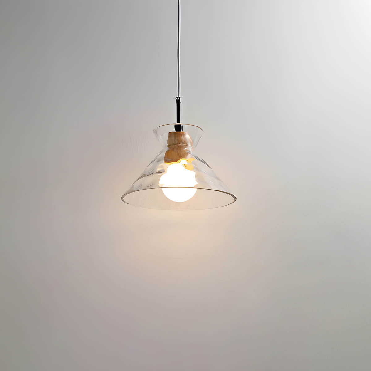 Modern Glass Pendant Light  Clear Dome Shades with Wood Accent - Product detail 12