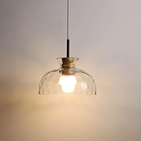 Modern Glass Pendant Light  Clear Dome Shades with Wood Accent - Product detail 15