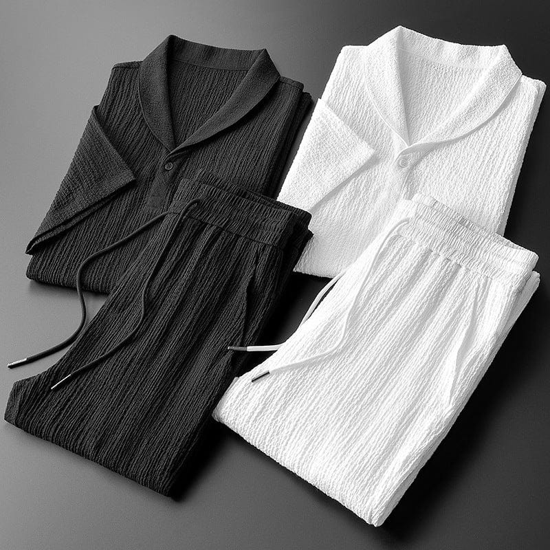 Premium Cotton Summer Set Linen Textured Two-Piece Loungewear - Product example