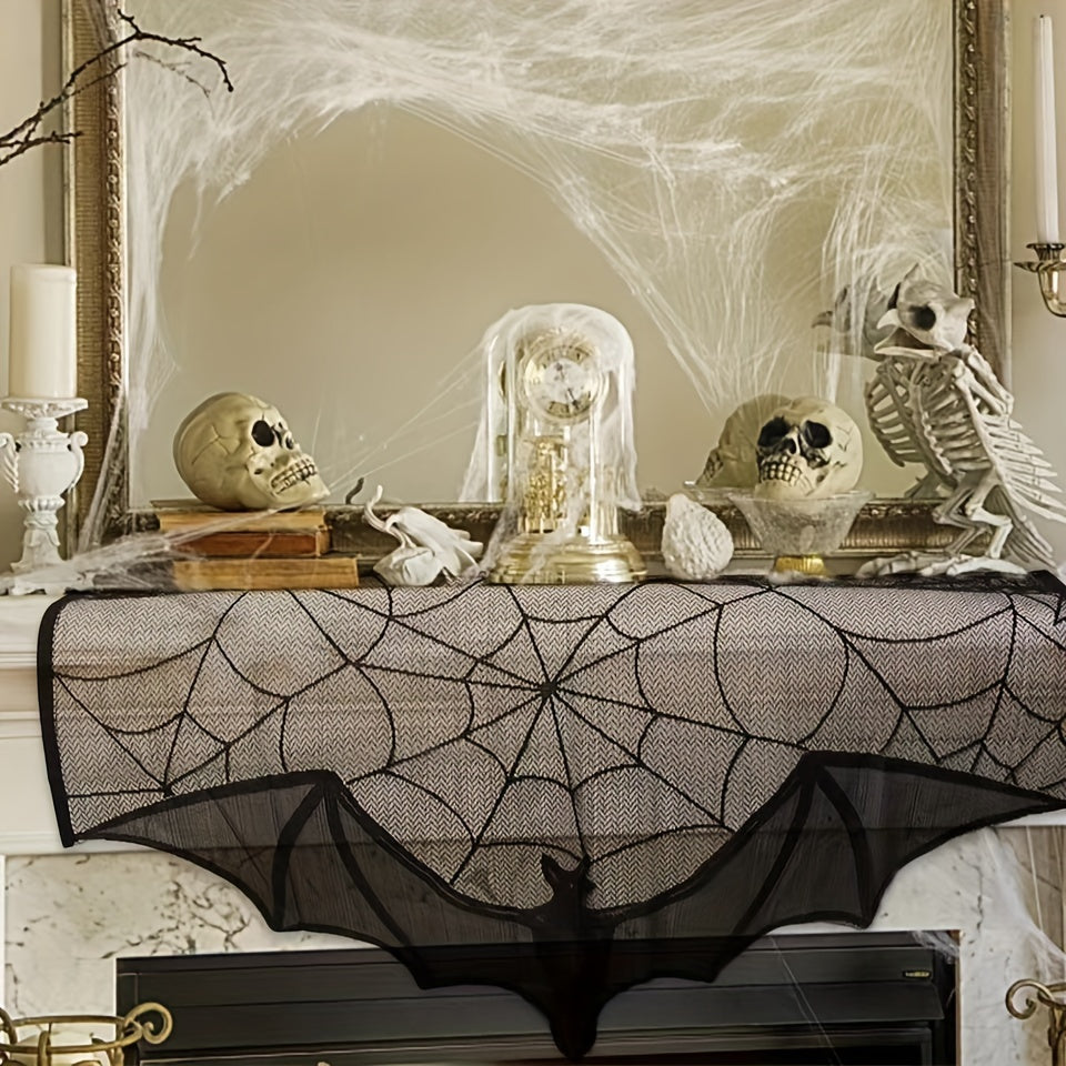 Halloween Lace Table Runner  Bat And Spiderweb Design - Product example
