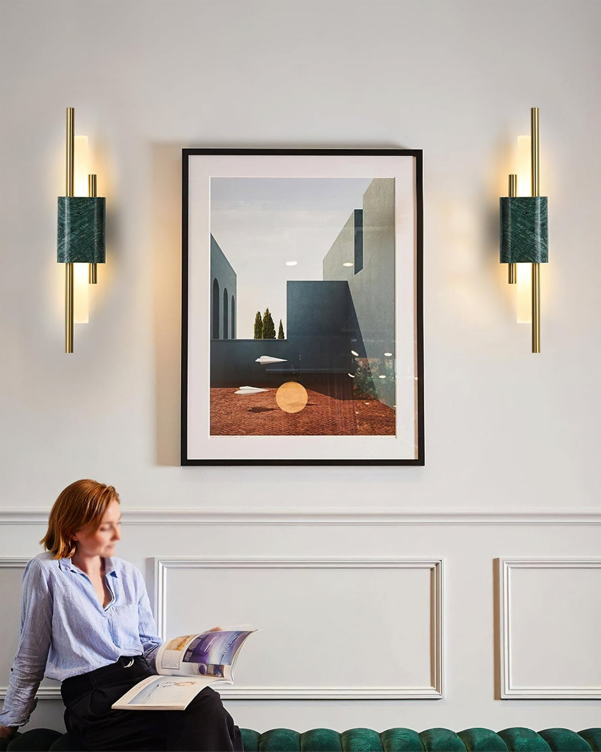 Modern Marble Wall Light Gold Metal Linear Design - Product detail 4