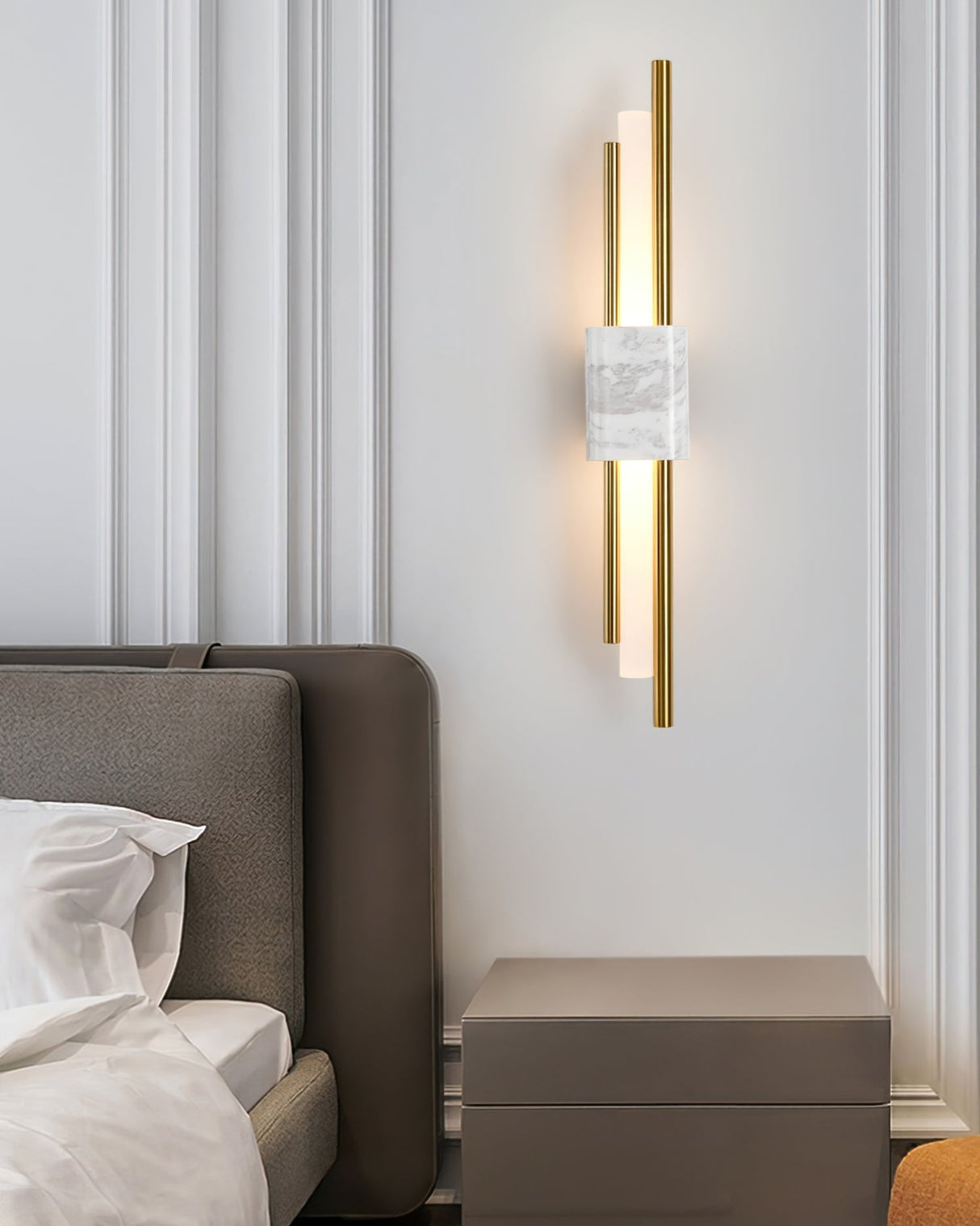 Modern Marble Wall Light Gold Metal Linear Design - Product example