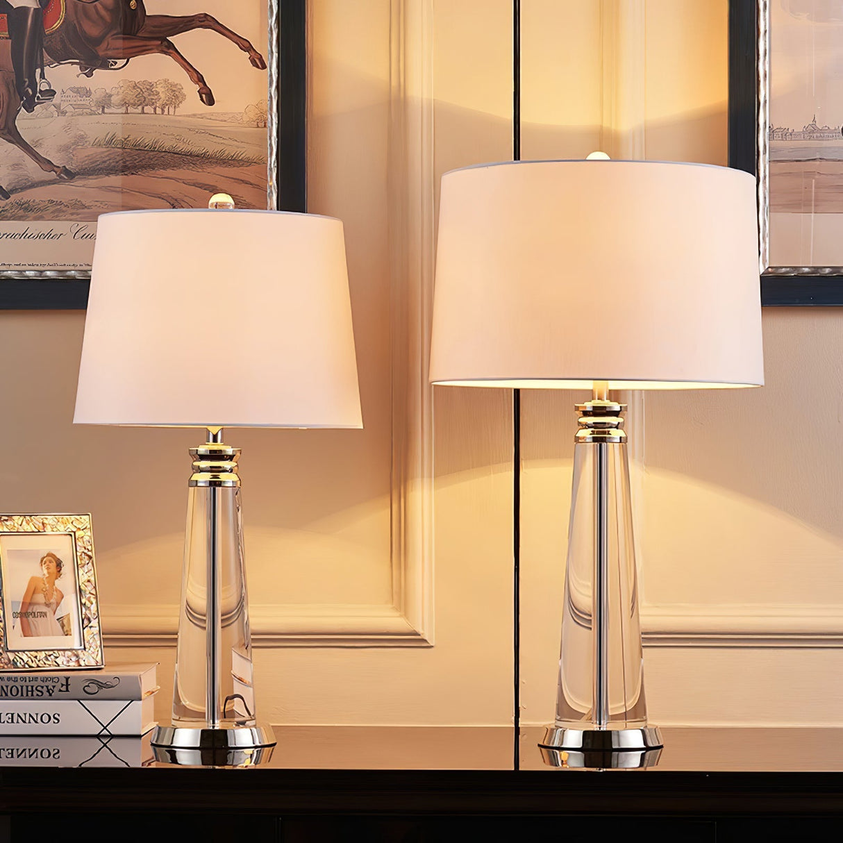 Crystal Table Lamp Tapered Column Design - Detailed view