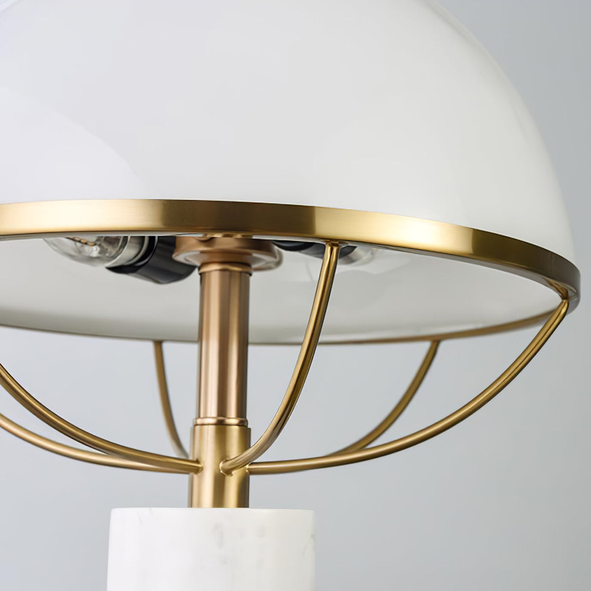 Modern Table Lamp White Dome Shade with Marble Base - Product detail 9