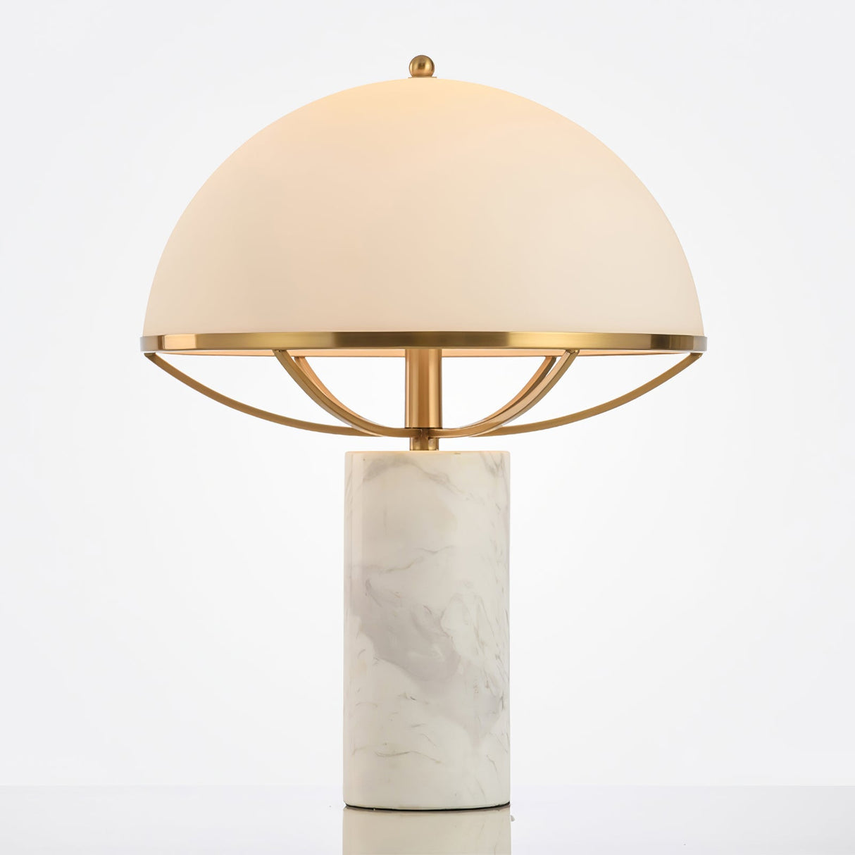 Modern Table Lamp White Dome Shade with Marble Base - Product detail 19
