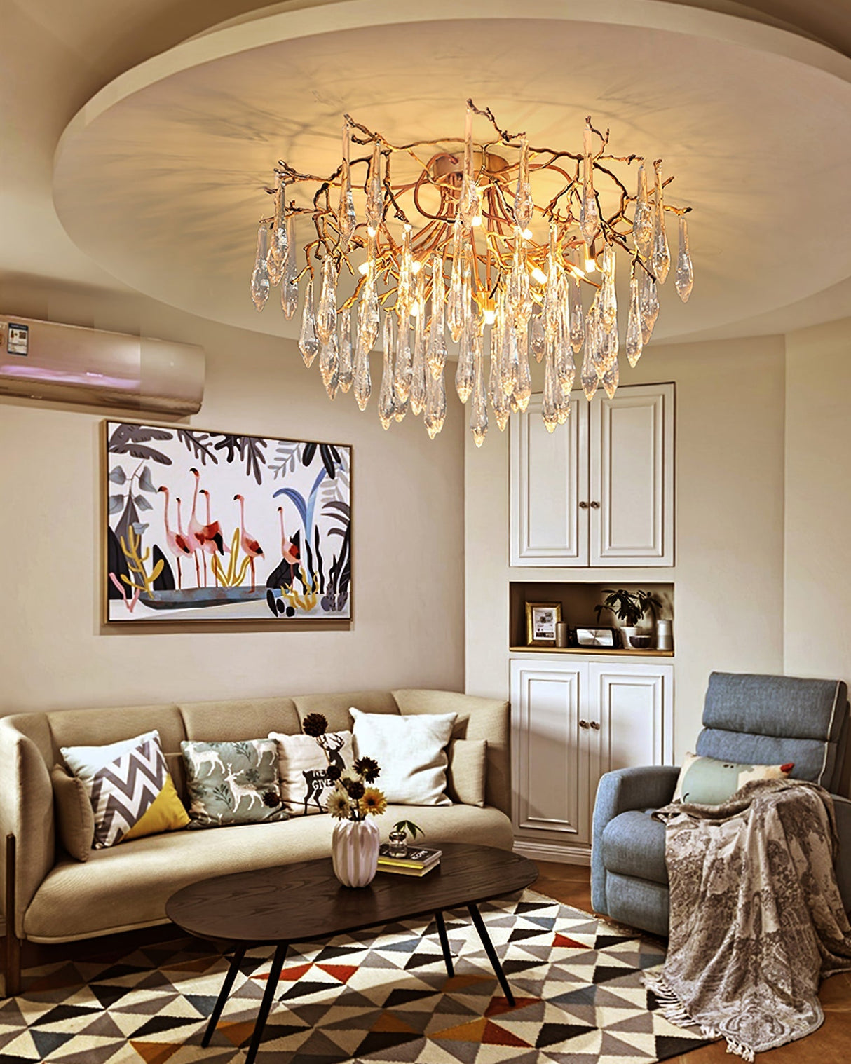 Crystal Ceiling Lamp Brass Frame with Glass Droplets - Product detail 11