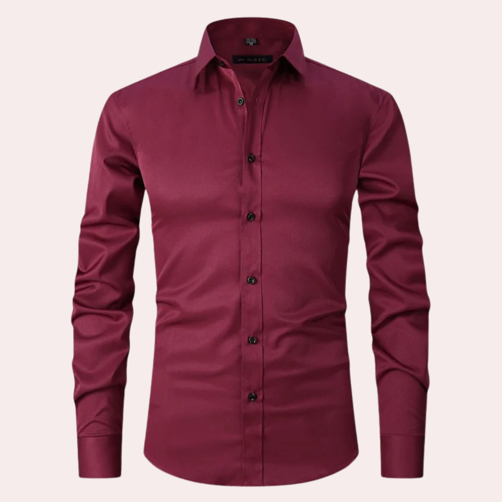 Classic Stretch Dress Shirt Premium Burgundy Cotton Blend - Product showcase