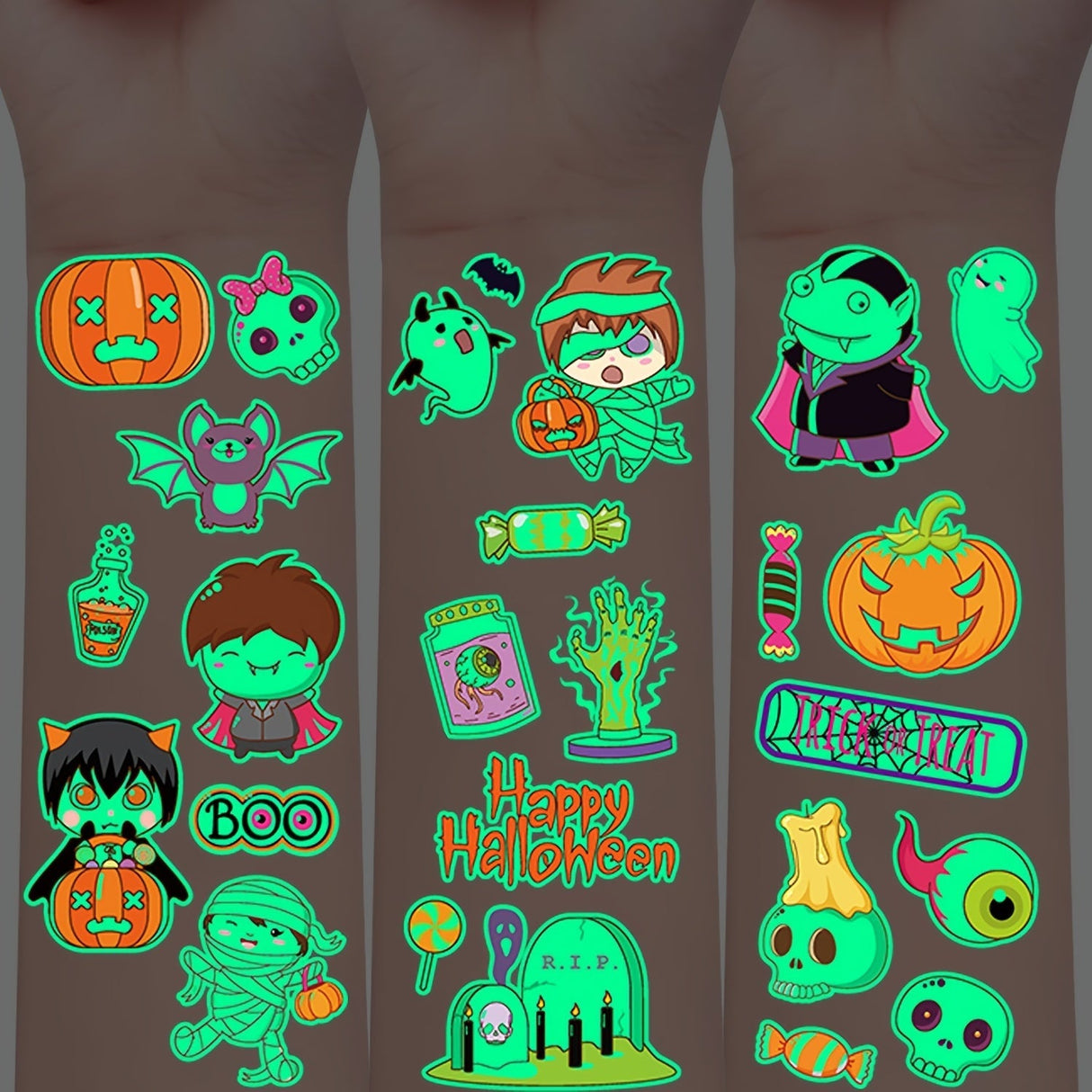 Halloween Glow Tattoos  Luminous Kids Body Art - Product detail 4