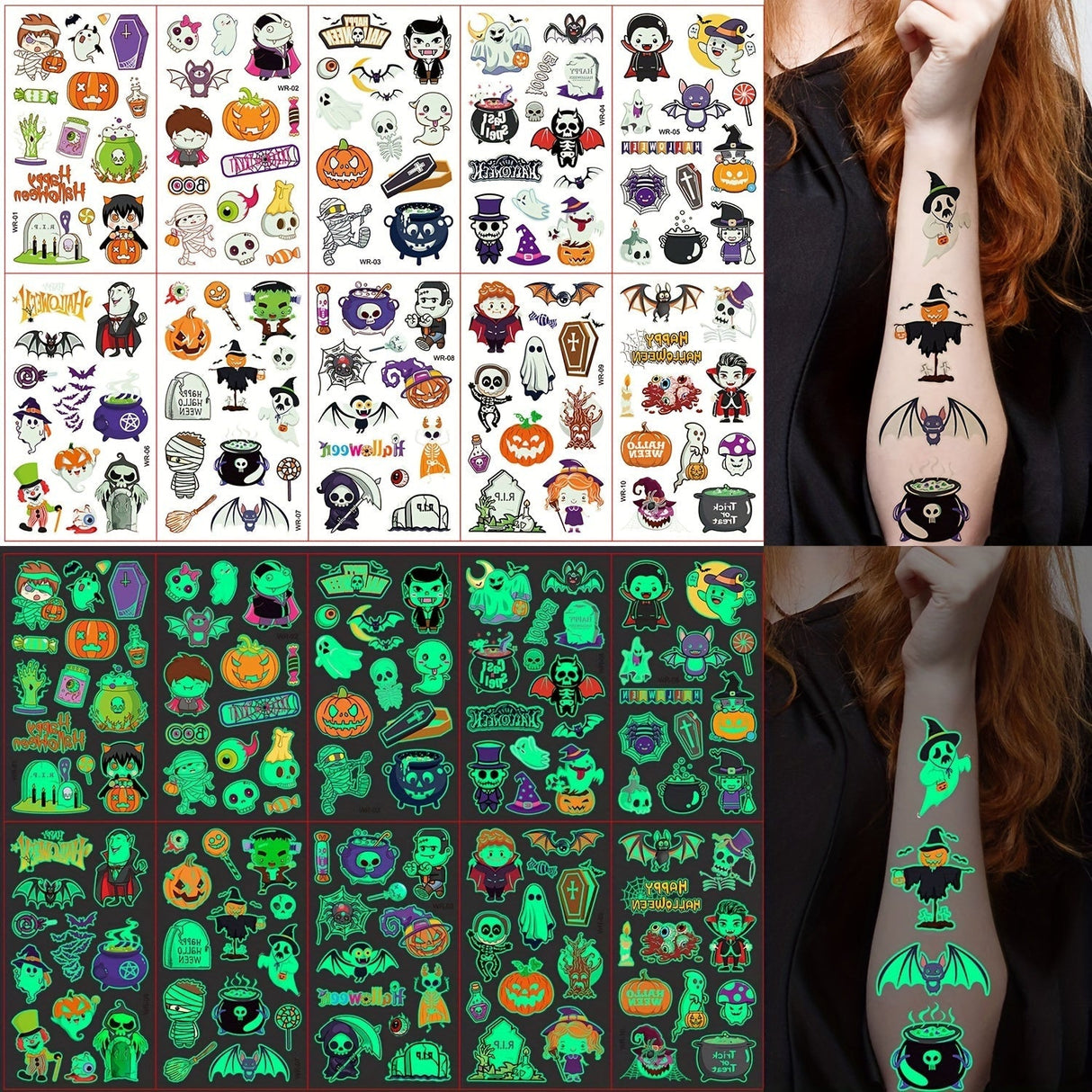 Halloween Glow Tattoos  Luminous Kids Body Art - Product detail 5