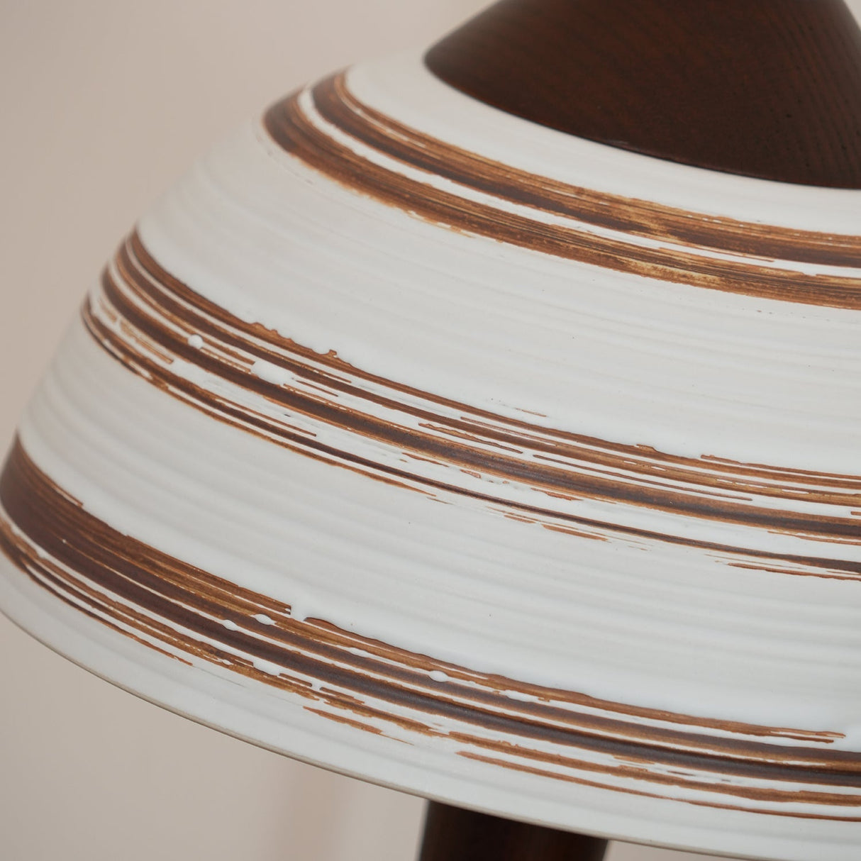 Modern LED Table Lamp Walnut Wood Base with Striped Shade - Product detail 5