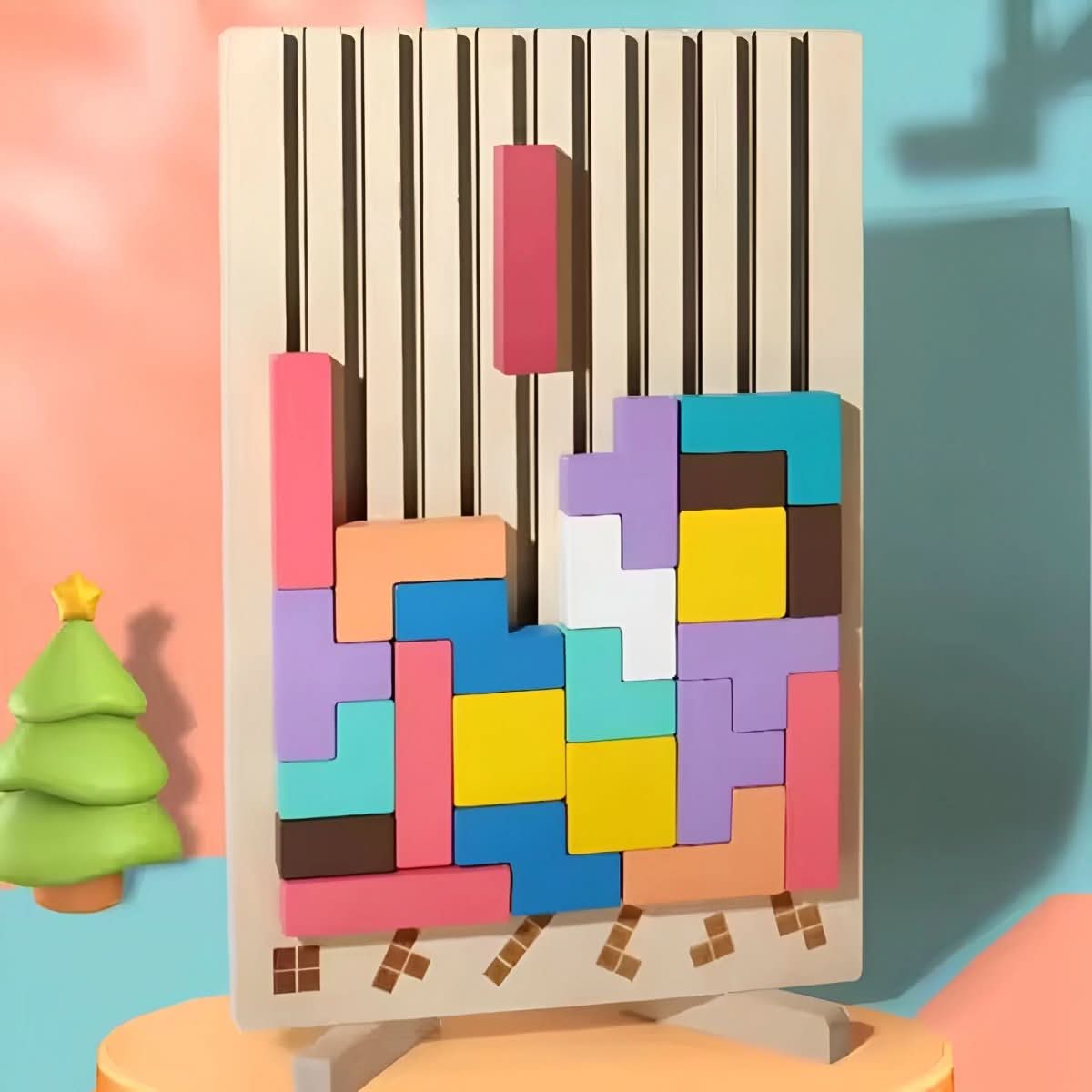 Wooden Tetris Stacking Game Colorful Montessori Educational Toy - Product detail 6