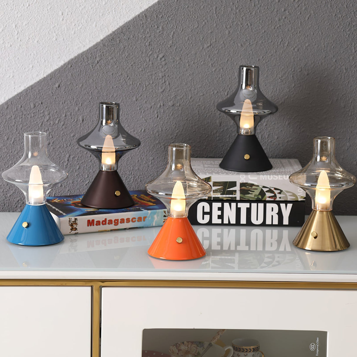 Vintage Table Lamp Glass Hourglass Design - Product detail 13