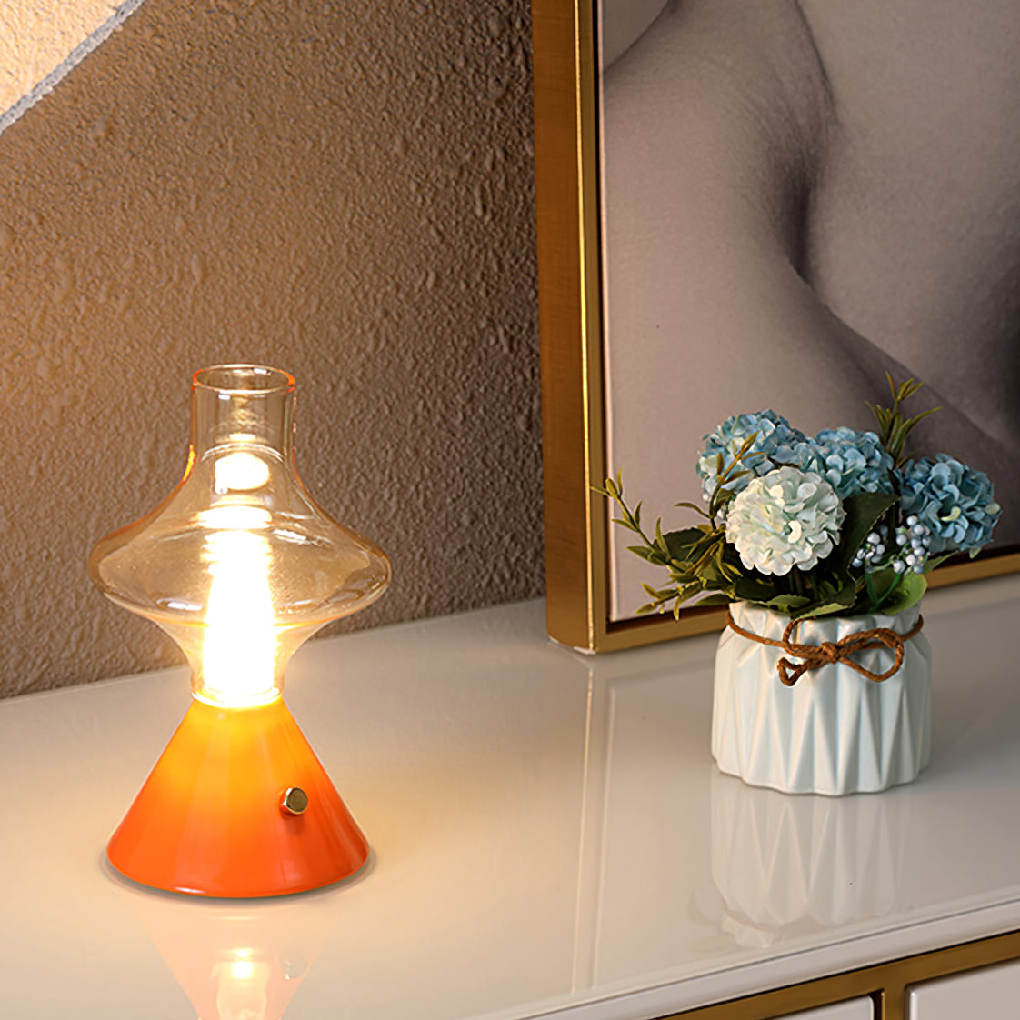 Vintage Table Lamp Glass Hourglass Design - Product detail 16