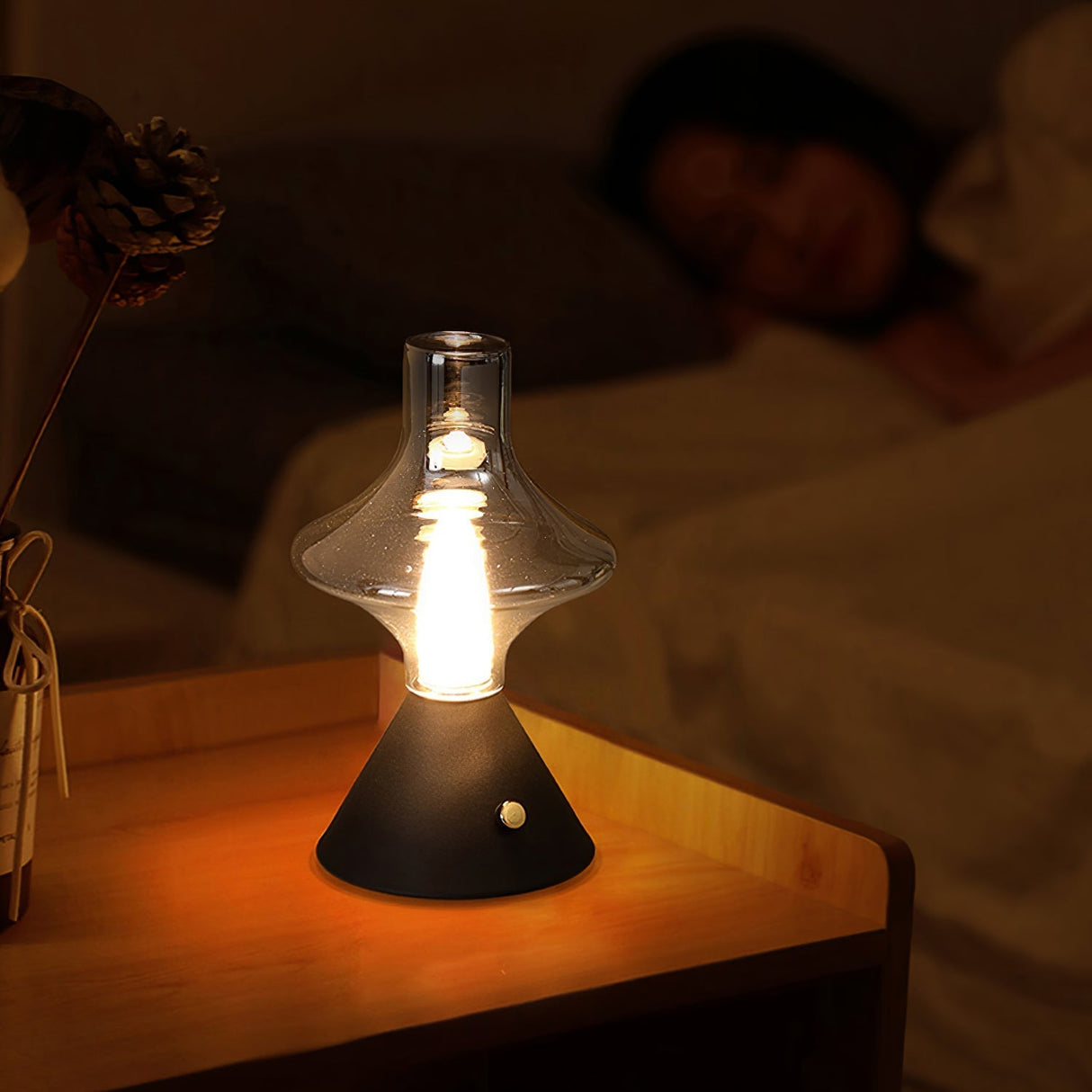 Vintage Table Lamp Glass Hourglass Design - Product detail 5