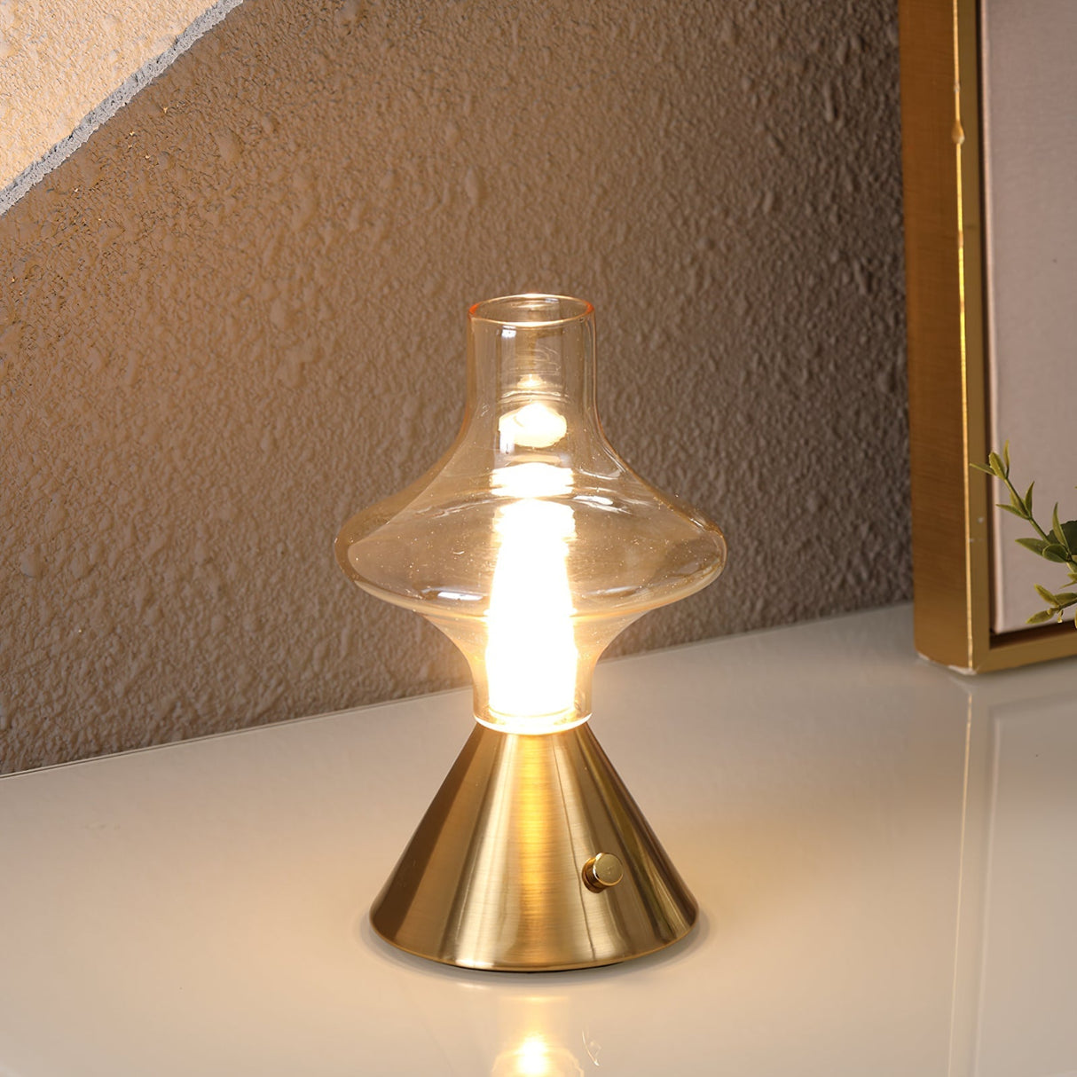Vintage Table Lamp Glass Hourglass Design - Product detail 8