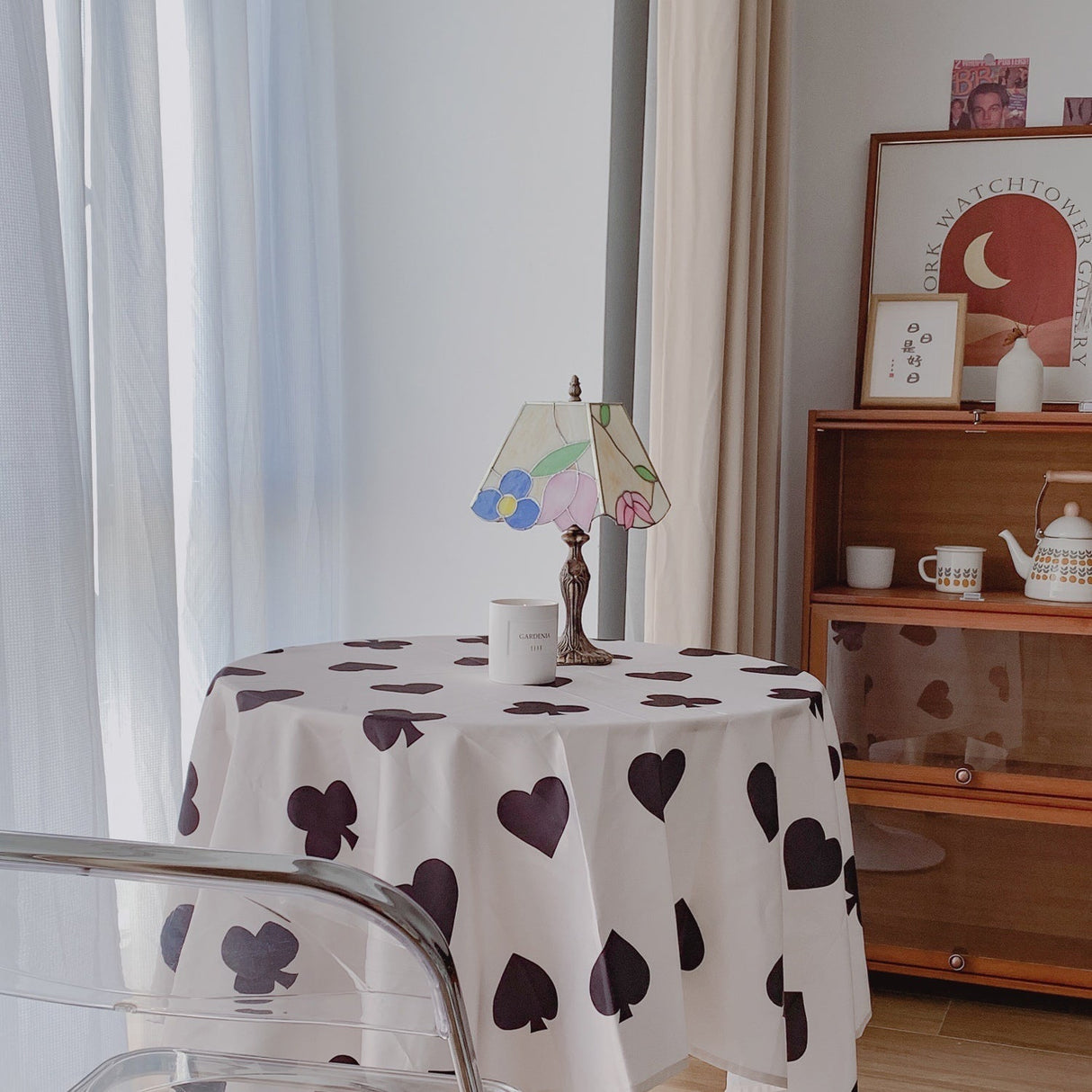 Vintage Tiffany Table Lamp Floral Glass Shade With Antique Gold Base - Product detail 8