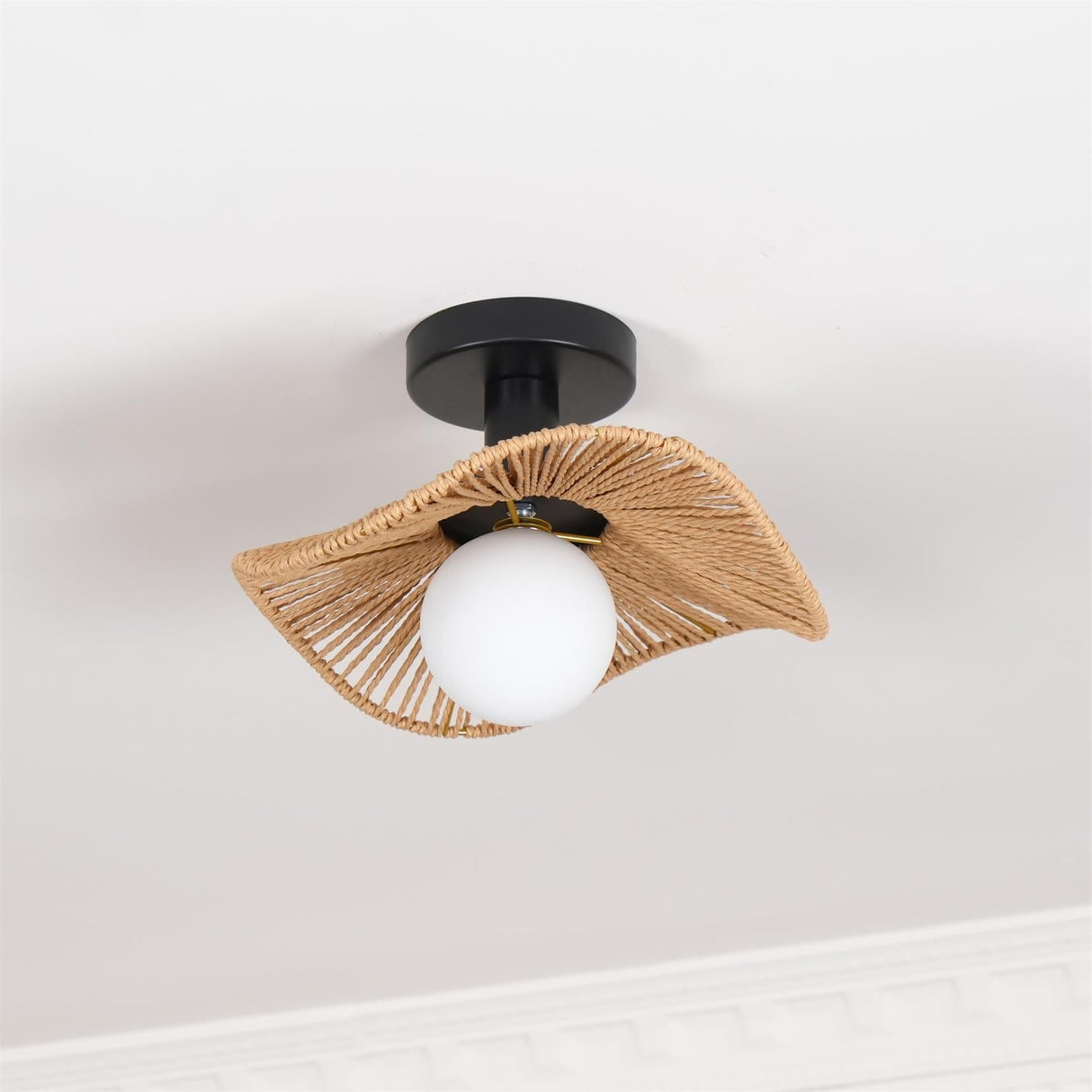 Modern Hemp Ceiling Light Natural Woven Wing Design - Product detail 16