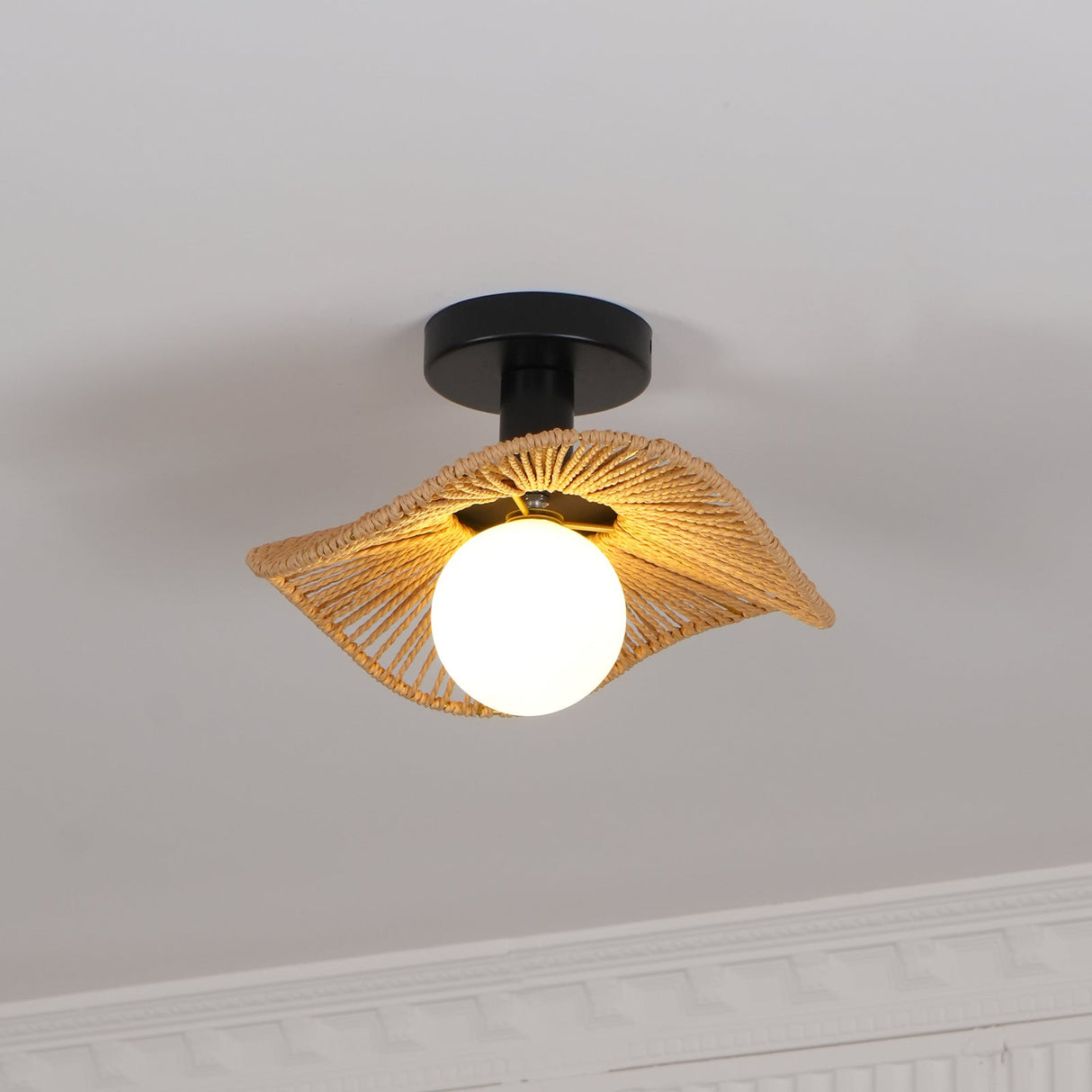 Modern Hemp Ceiling Light Natural Woven Wing Design - Product detail 23