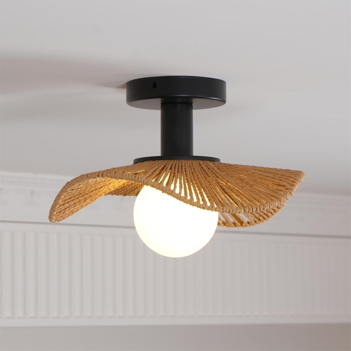 Modern Hemp Ceiling Light Natural Woven Wing Design - Product detail 24