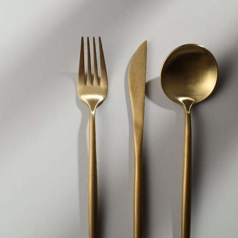 Minimalist Cutlery Set 20-Piece Stainless Steel Gold Flatware - Product detail 6