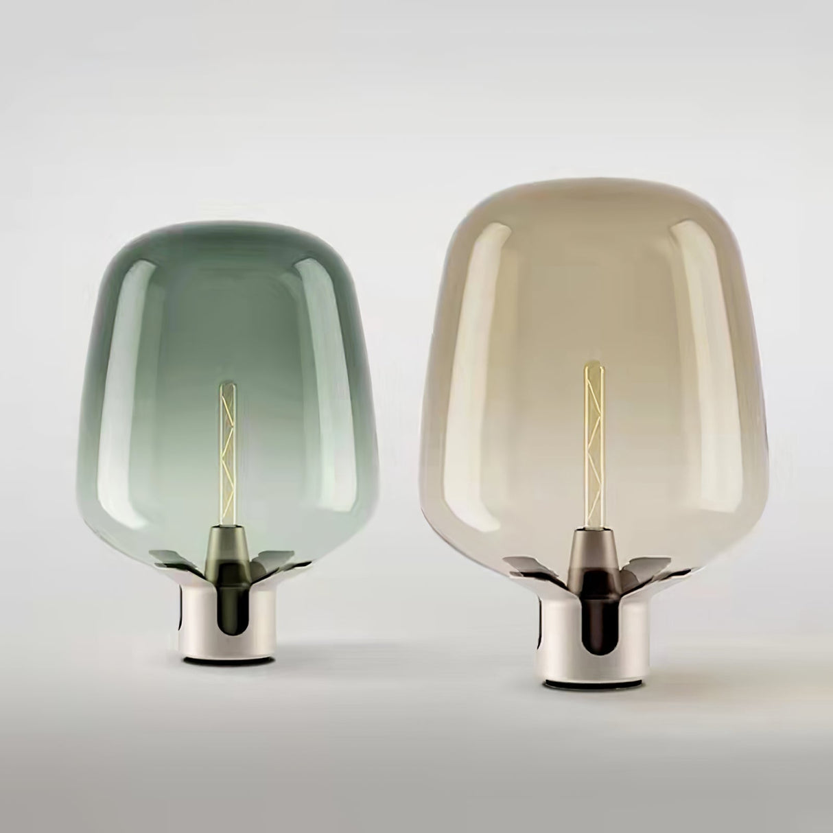 Modern Glass Table Lamp Smoke Dome LED Design - Product example