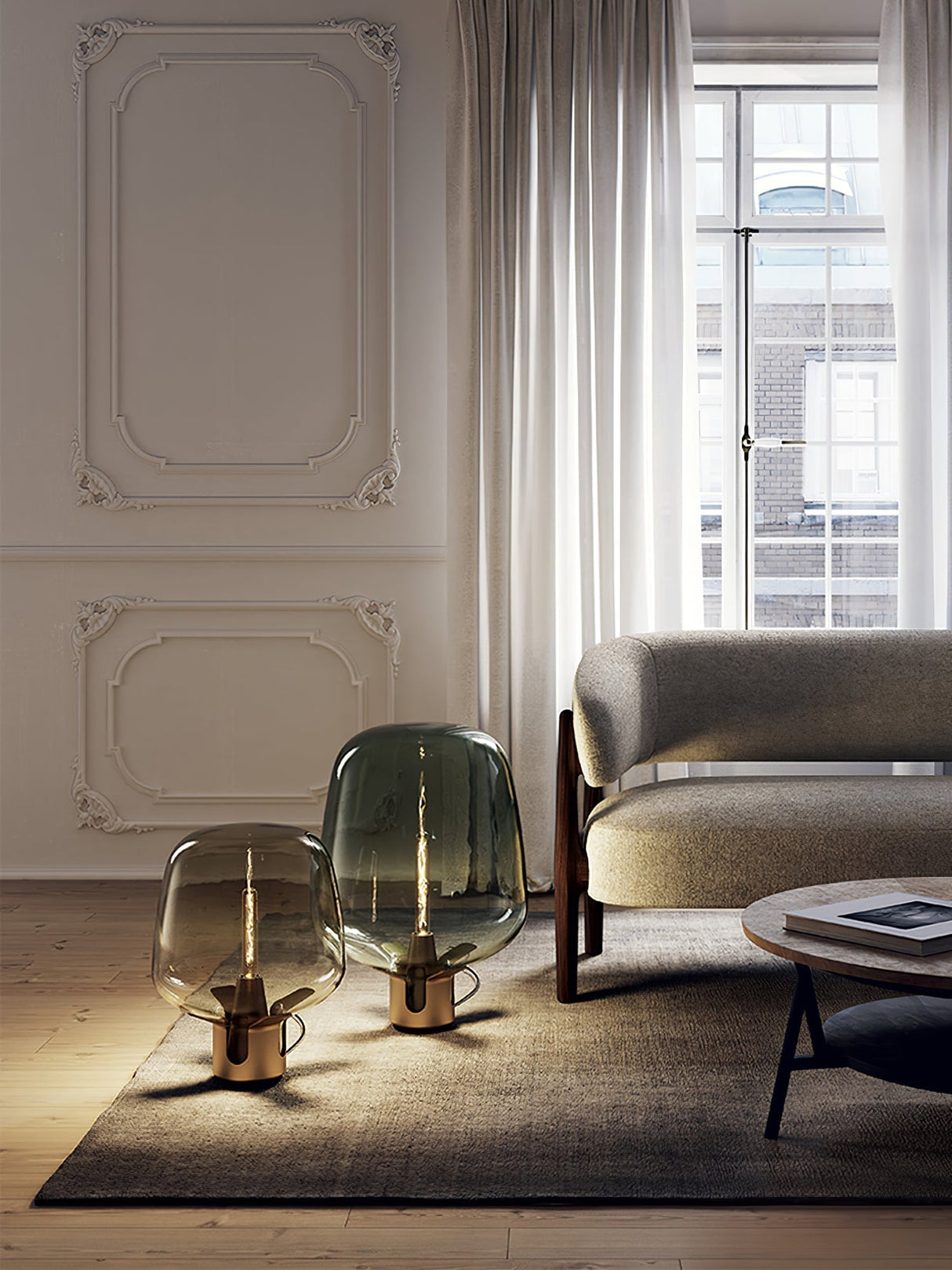 Modern Glass Table Lamp Smoke Dome LED Design - Product detail 5