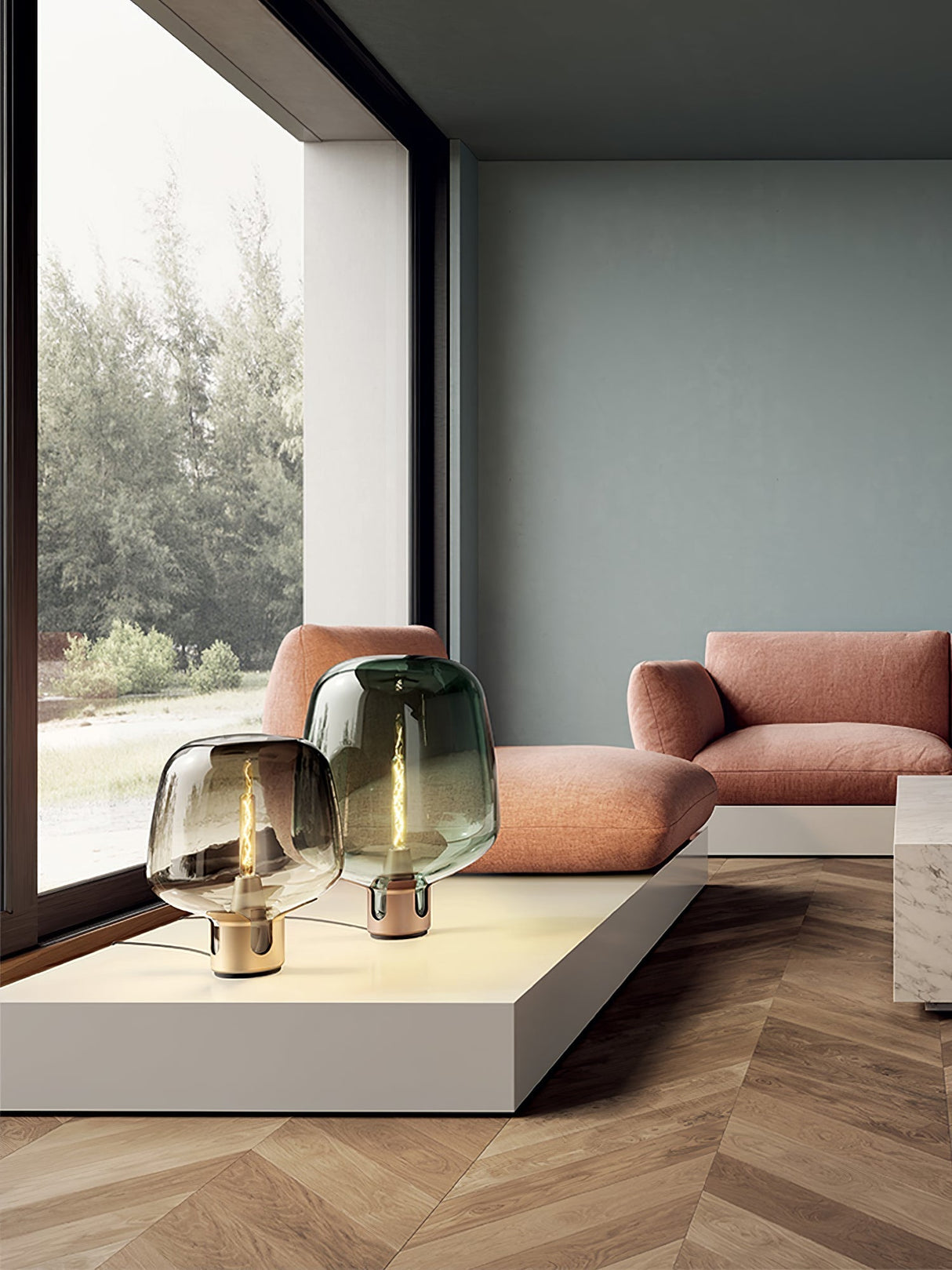 Modern Glass Table Lamp Smoke Dome LED Design - Product detail 6