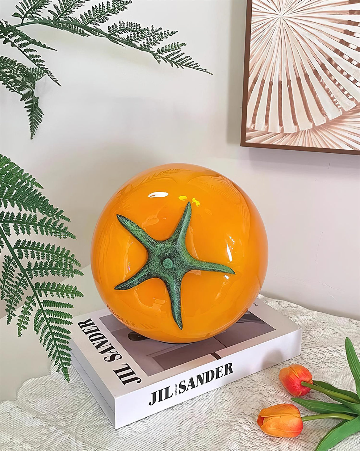 Glass Table Lamp Tomato Inspired Design - Detailed view