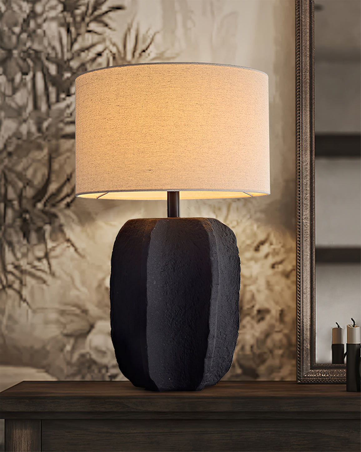 Modern Ceramic Table Lamp Ribbed Base Design - Product detail 8