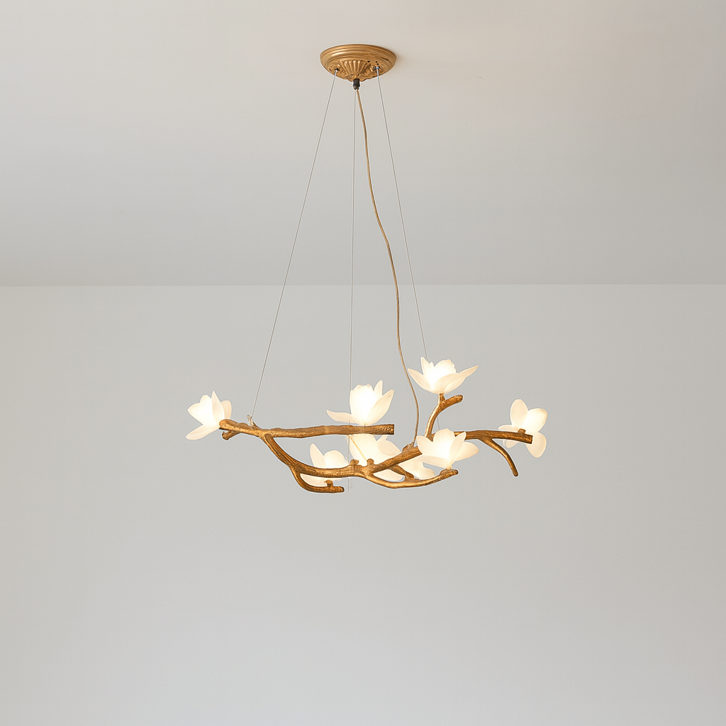 Branch Chandelier Organic Glass Flower LED Design - Product showcase