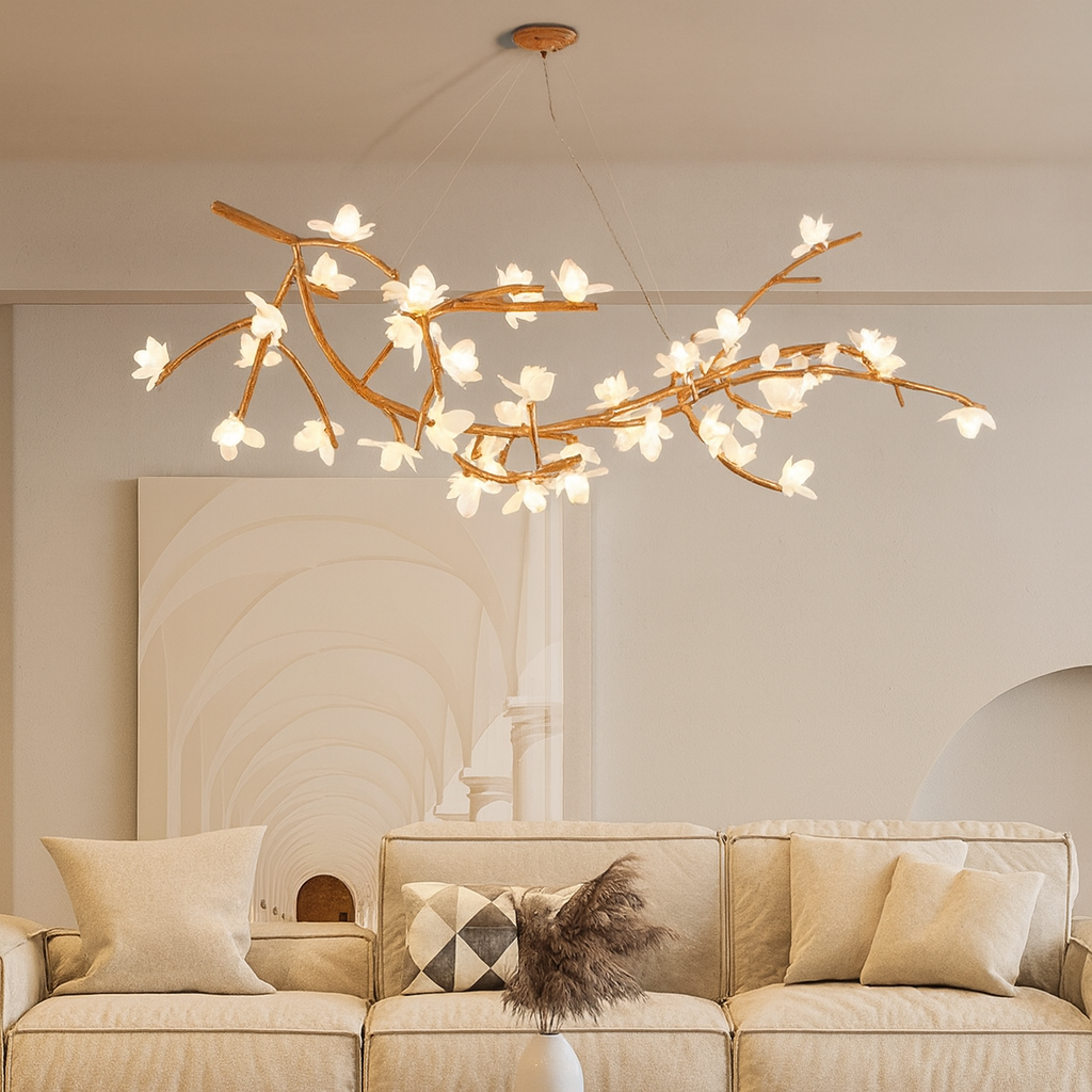 Branch Chandelier Organic Glass Flower LED Design - Product example